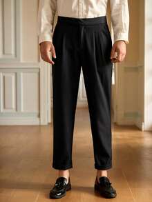 HIMLAND Quần âu nam đơn sắc tối giản thường ngày - màu đen - Xem 4