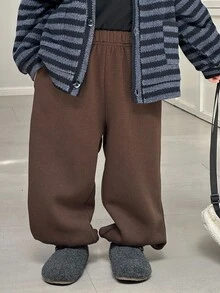 DAZY 小男孩条纹落肩长袖单排扣夹克和裤子休闲套装，秋冬 - 深灰色 - 查看 7