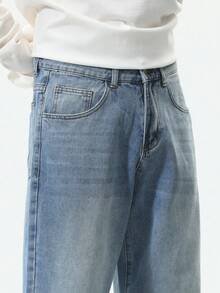 Chillumni Men's Loose Fit Pockets Wide Leg Casual Versatile Jeans Baggy Jeans Men Wide Leg - Light Wash - View 6