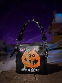 SCOOBY-DOO X SHEIN 女士斜挎包、手提包、时尚、个性、简约、百搭、街头、甜美酷炫女孩、辣妹、千禧一代、复古、铆钉、复古、青少年、学院风、学校、学院风 - 黑色 - 查看 2