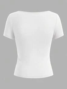 SHEIN EZwear 3 件女式短袖短款休闲修身 T 恤，适合夏季 - 白色 - 查看 10