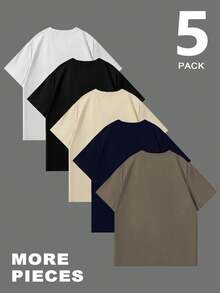 Manfinity EZcore 大码男士纯色圆领休闲百搭短袖T恤 - 黑色 - 查看 2