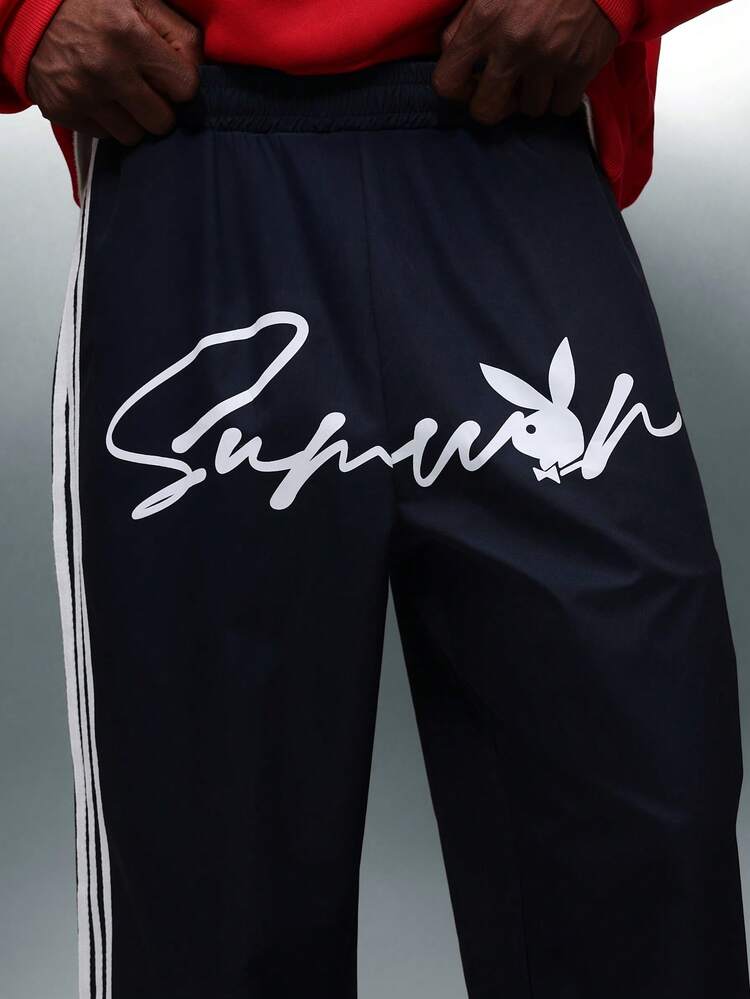 PLAYBOY X SUMWON Calça jogger com logo gravado e listras laterais