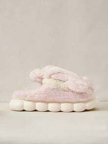 Cuccoo 可爱动物毛绒厚底保暖室内拖鞋 - 粉色 - 查看 2