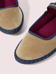 CUCCOO DOLLMOD Giày bệt Mary Jane nhung cổ điển thanh lịch, thoải mái bằng vải nhung màu kaki dành cho nữ - Màu Khaki - Xem 9