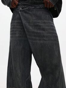 SUMWON Jeansy z szerokimi nogawkami i rozszerzanymi nogawkami, z ekstremalnie wyblakłymi spodniami dzwonowymi, w stylu vintage z efektem sprania z roku 2000. Wyrazista odzież uliczna