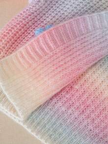 Cárdigan de flores tejido a mano con diseño arcoíris, abrigo de suéter con mangas cortas de farol lindo para niñas - Multicolor - Ver 6