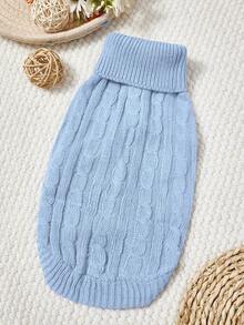 PETSIN 1 Suéter casual para mascotas de punto grueso, resistente al viento y cálido de color azul claro para otoño-invierno - Gris Claro - Ver 1