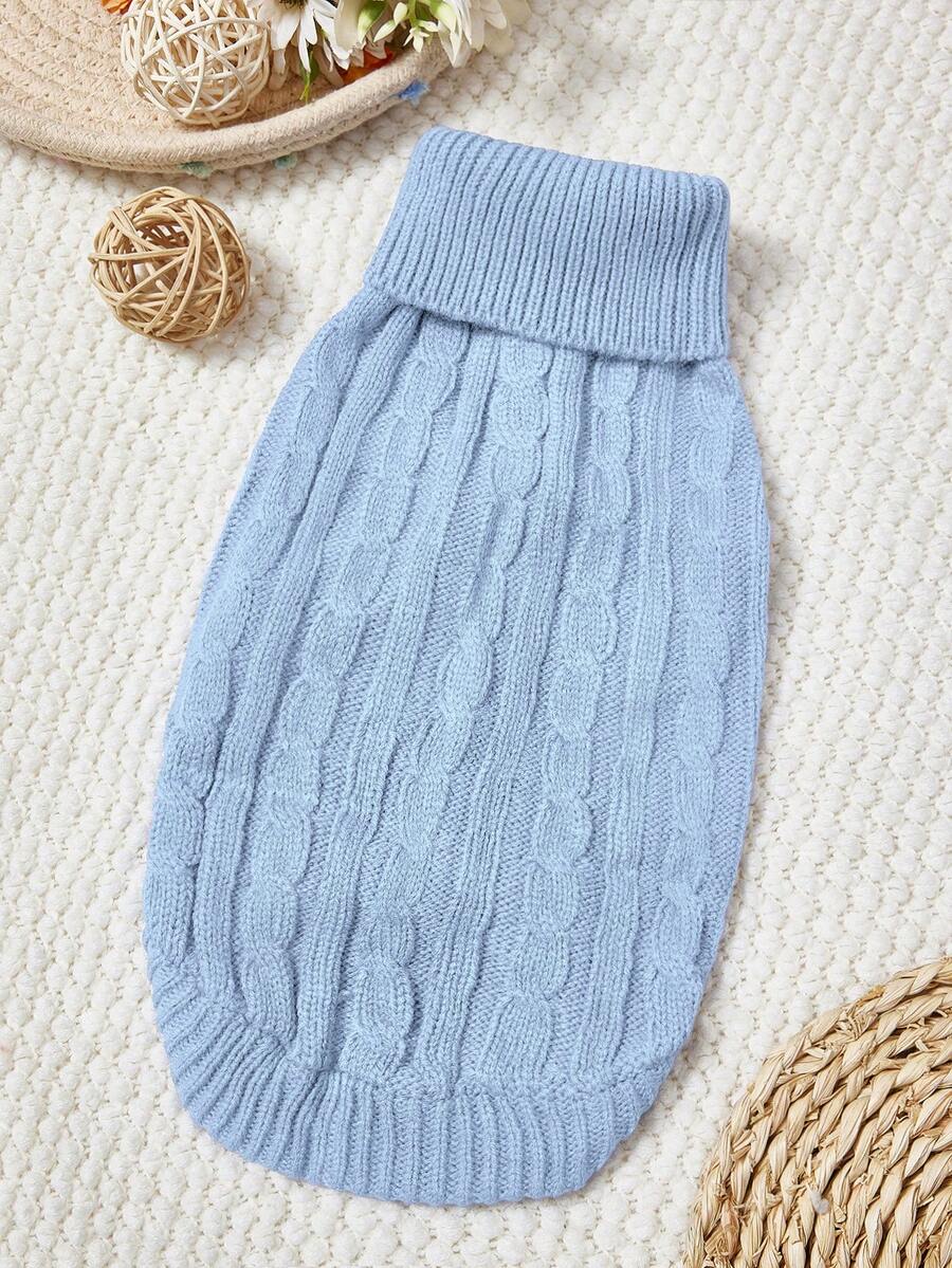 PETSIN 1 Suéter casual para mascotas de punto grueso, resistente al viento y cálido de color azul claro para otoño-invierno - Gris Claro - Ver 1