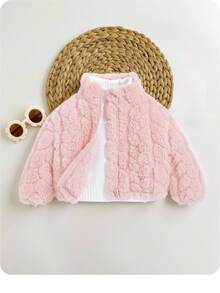 SHEIN Newborn Baby Girl Thickened Long Sleeve Stand Collar Jacket