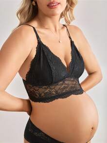 Moonlight&Mama Black Wireless Lace Maternity & Nursing Bra - Black - View 2