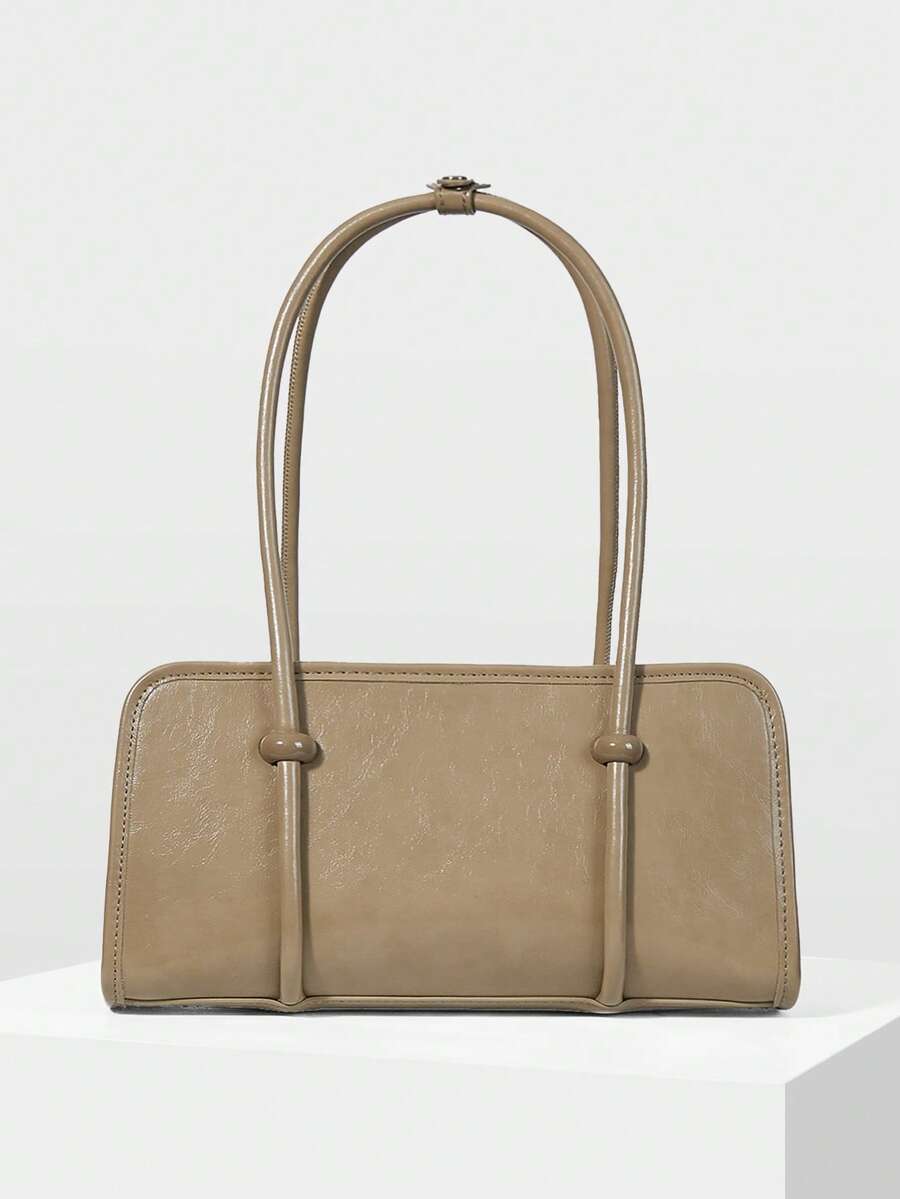 MOTF PREMIUM PU 皮革双手柄单肩包 - 淺卡其 - 查看 2