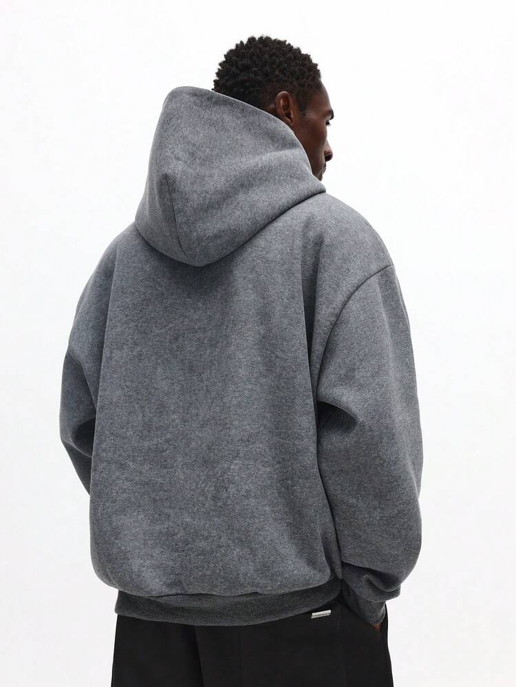 Washed Effect Overhead Hoodie With Centre Pocket
