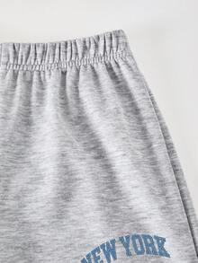 2 件套 Tween Girls ME 宽松设计不对称肩部拼色印花长袖上衣和阔腿裤套装，适合日常休闲、通勤、度假、聚会、街头风格、秋冬 - 灰色 - 查看 7