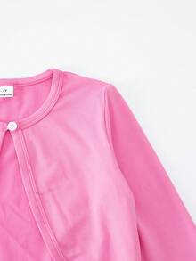 Elladie kids Kleine Mädchen Einfarbige Lange Ärmel Einreihige Lässig Jacke