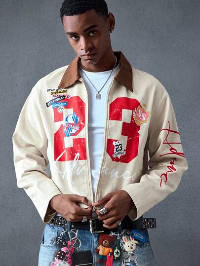 Street Life Veste longue zippée à imprimé bicolore pour homme