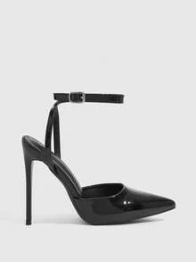 CUCCOO SZL Décolleté nere con punta affusolata e tacco a spillo alto, con cinturino alla caviglia, scarpe eleganti sexy da sera