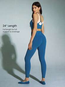 GLOWMODE Legging FeatherFit™ Pinggang Tinggi dengan Kantong Samping 24 inci - Blue Ambition - View 2