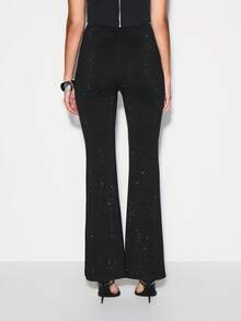 KIZN Hotfix Diamante Embellished Wide Leg Flare Trousers Evening Party Palazzo Pants - Black - View 2