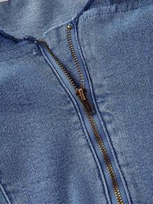 SHEIN MOD Áo hai dây denim cắt cúp Y2K dành cho nữ - Màu xanh lam - Xem 4