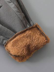 男婴休闲纯色长袖保暖拉链外套和裤子套装，两件套，舒适百搭，适合日常休闲户外穿着，秋冬季节适用。 - 深灰色 - 查看 3