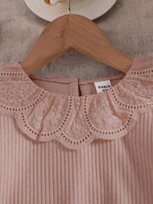 SHEIN 2pcs Baby Girl Outfit, Minimalist Design, Lapel Spring Suit, Cute 2 Pieces Set, 5-12 Months