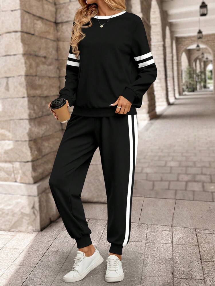 Women's Long Sleeve Leopard Print Patchwork Sweatshirt And Long Sweatpants Winter Sets Two Pieces Set Women 2 Piece Casual Sets Woman,Casual