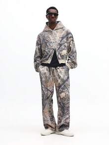 SUMWON Men Camouflage Full Zip Hoodie And Jogger Pants Co Ord Set With Drawstring Hood Elastic Waist Casual Streetwear,Men's Camouflage Print Hooded Tracksuit | Stylish Casual Style | Lightweight And Comfortable, Perfect For Outdoor Activities And Daily Wear - Khaki - View 1