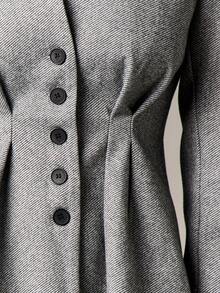AiiRZ Herringbone Cinched Waist Padded Shoulder Professional Business Office Blazer For Fall Winter - Grey - View 6