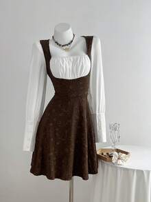 Elamini 女式提花纹理拼布迷你连衣裙