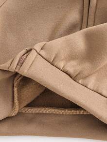 SHEIN 2件装男婴可爱简约字母拼接拉链连帽外套，百搭实用，男女宝宝冬季服装 - 棕色 - 查看 5