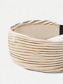 MOTF PREMIUM Diadema ancha plisada en beige - Beis - Ver 6