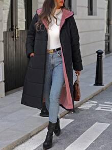 EMERY ROSE Women's Casual Everyday Zip-Up Hooded Jacket - Black - View 3