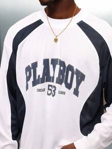 PLAYBOY X SUMWON 短款长袖兔女郎印花网眼T恤