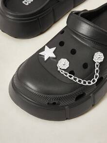 Cuccoo Dép bít mũi thời trang nữ tự làm, đính pha lê có thể tháo rời, thích hợp cho mùa hè, mùa xuân, kỳ nghỉ xuân, lễ Phục sinh, phong cách thường ngày đi biển và Giáng sinh. - màu đen - Xem 3