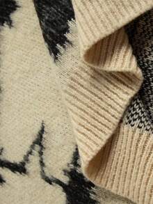 Manfinity CasualKnits 男士休闲日常通勤宽松套头毛衣，全身图案，秋冬 - 卡其色 - 查看 7