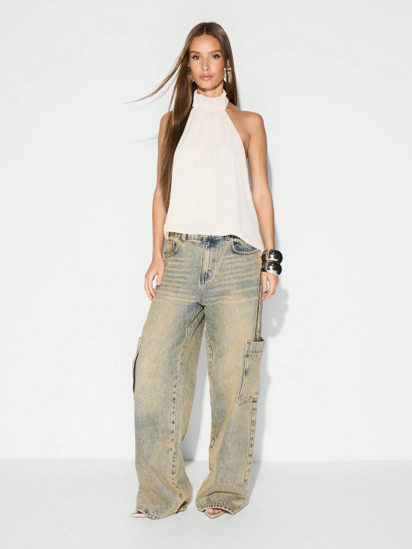 KIZN High Neck Backless Halter Blouse