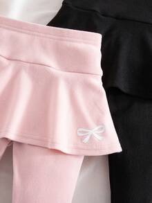 2件套可爱休闲百搭纯色针织蝴蝶结松紧腰裤 - 彩色 - 查看 7