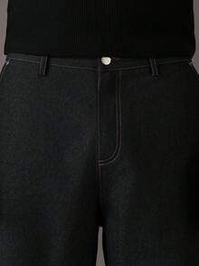 STYNVO Men's Letter Embroidered Pocket Wide Leg Loose Casual Pants Jeans Wide Leg Graphic Jeans Western Pants Baggy Jeans - Black - View 7