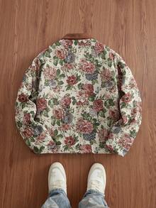 SWAVVY 男士时尚提花拼接抓绒长袖外套，秋冬季，抓绒 - 杏色 - 查看 2