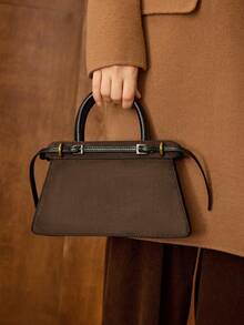 MOTF PREMIUM 拼色搭扣手提包，最适合女性的母亲节礼物，商务休闲女包，适合办公室商务和工作 - 咖啡 - 查看 9