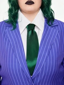 ROMWE Avant 大码万圣节 COSPLAY 小丑套装短裤套装（配领带） - 黑與白 - 查看 5