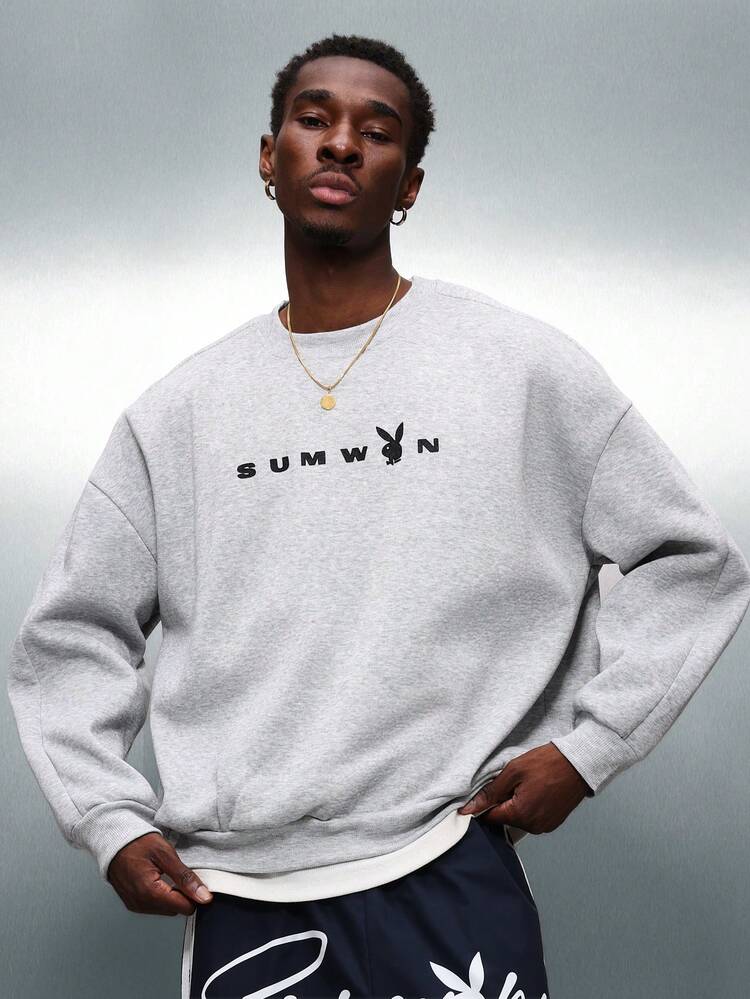 PLAYBOY X SUMWON Bluza z okrągłym dekoltem i logo w dużym rozmiarze