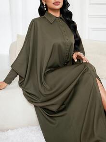 Al Najma 女士土耳其长裙和阿拉伯传统长袍 - 橄欖綠 - 查看 2