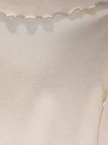 Qadelle Casual Solid Color Ruffle Hem Long Sleeve T-Shirt, Autumn - Apricot - View 4