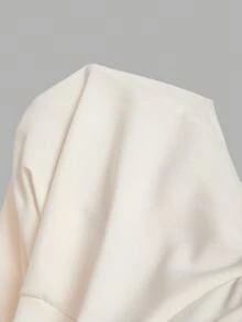 SHEIN MOD 白色长袖衬衫，束腰，修身，休闲办公装，秋季，长袖衬衫，秋季衬衫，V 领衬衫，衣服，返校衬衫 - 杏色 - 查看 5