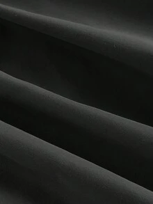 SHEIN MOD 黑色领口风衣，长袖，收腰喇叭下摆，百搭款式，收腰风衣，伞形下摆，黑色风衣，女士风衣，秋冬女士教师装 - 黑色 - 查看 4