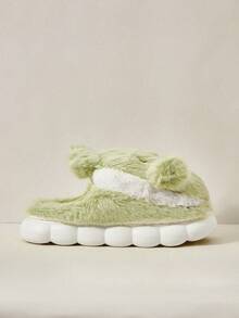 Cuccoo 可爱毛绒包头厚底保暖室内拖鞋，女士适用，秋冬 - 綠色 - 查看 2