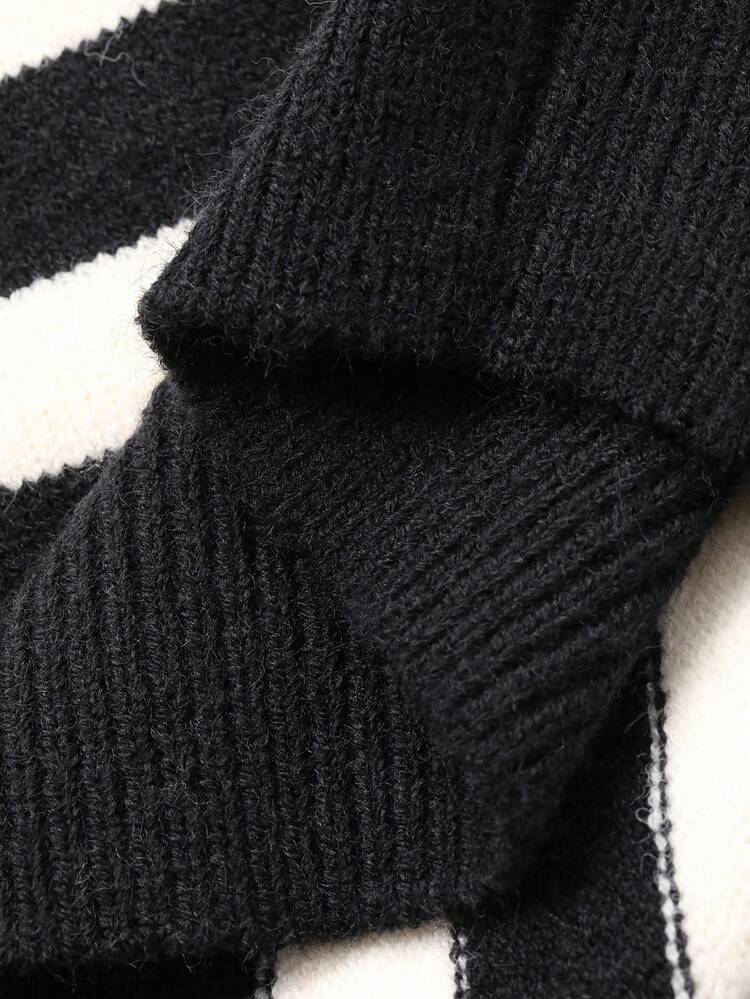 Women's Casual Colorblock Striped Collar Knit Sweater Vest, Autumn