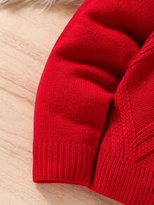 SHEIN 青少年男孩休闲纹理纯色高领落肩长袖针织毛衣，简约百搭，适合圣诞节、居家、通勤、学校、日常休闲、度假、户外、派对、秋冬